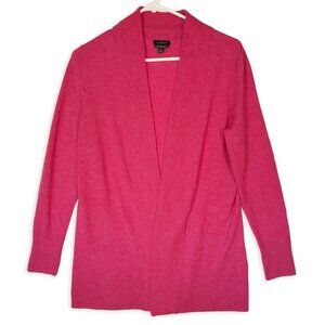 Talbots 100% Merino Wool Open-Front Pink Cardigan Sweater Size S Office